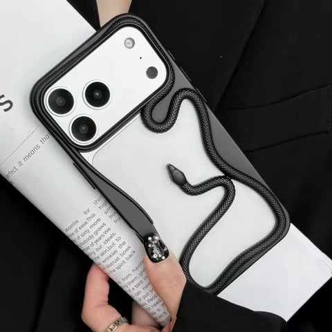 Premium 3D Snake Rope Phone Case for iPhone in Black with Luxury Shockproof Protection