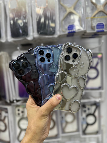 Teddy Bear Luxe  Premium 3D Heart Bear Transparent TPU Case for iPhone