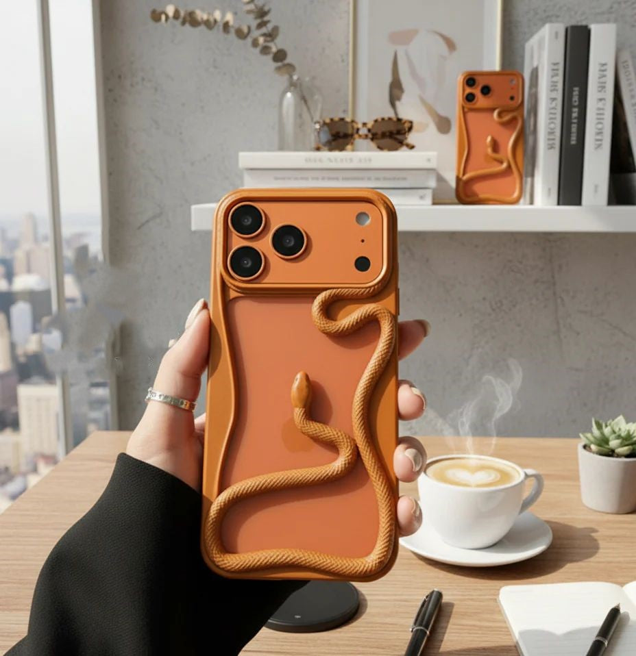Premium 3D Snake Rope Phone Case for iPhone in Black with Luxury Shockproof Protection
