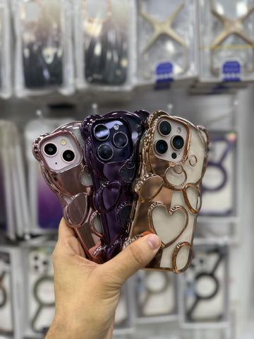 Teddy Bear Luxe  Premium 3D Heart Bear Transparent TPU Case for iPhone
