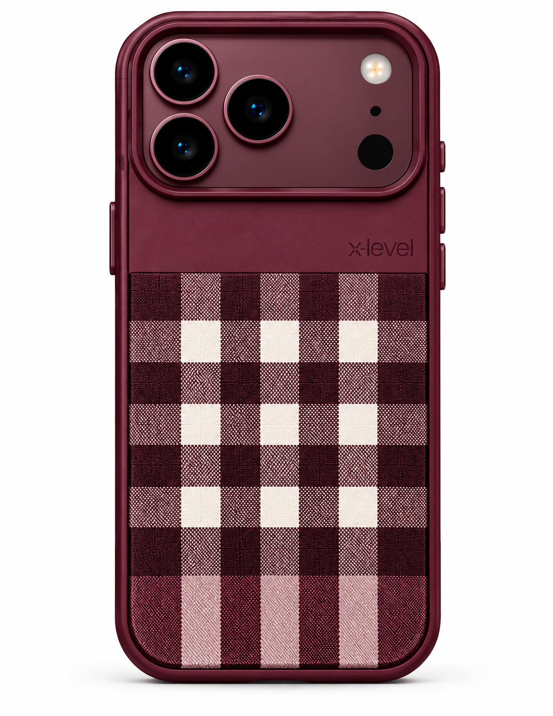 Original XLEVEL BRIT premium plaid checkered case for iPhone 18 Pro Max in Blue, Silver, Black, Glacier and Burgundy