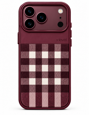 Original XLEVEL BRIT premium plaid checkered case for iPhone 18 Pro Max in Blue, Silver, Black, Glacier and Burgundy