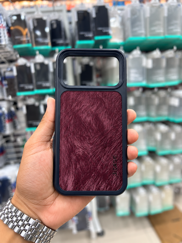 J-CASE Premium Velvet Case for iPhone 17 Pro Max & iPhone 18 Pro Max – Burgundy & Black