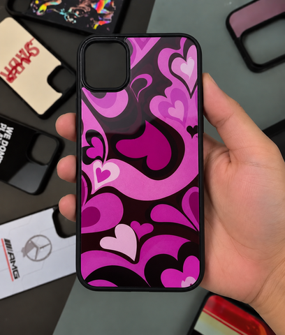 Retro Pink Swirl Heart Glossy Case
