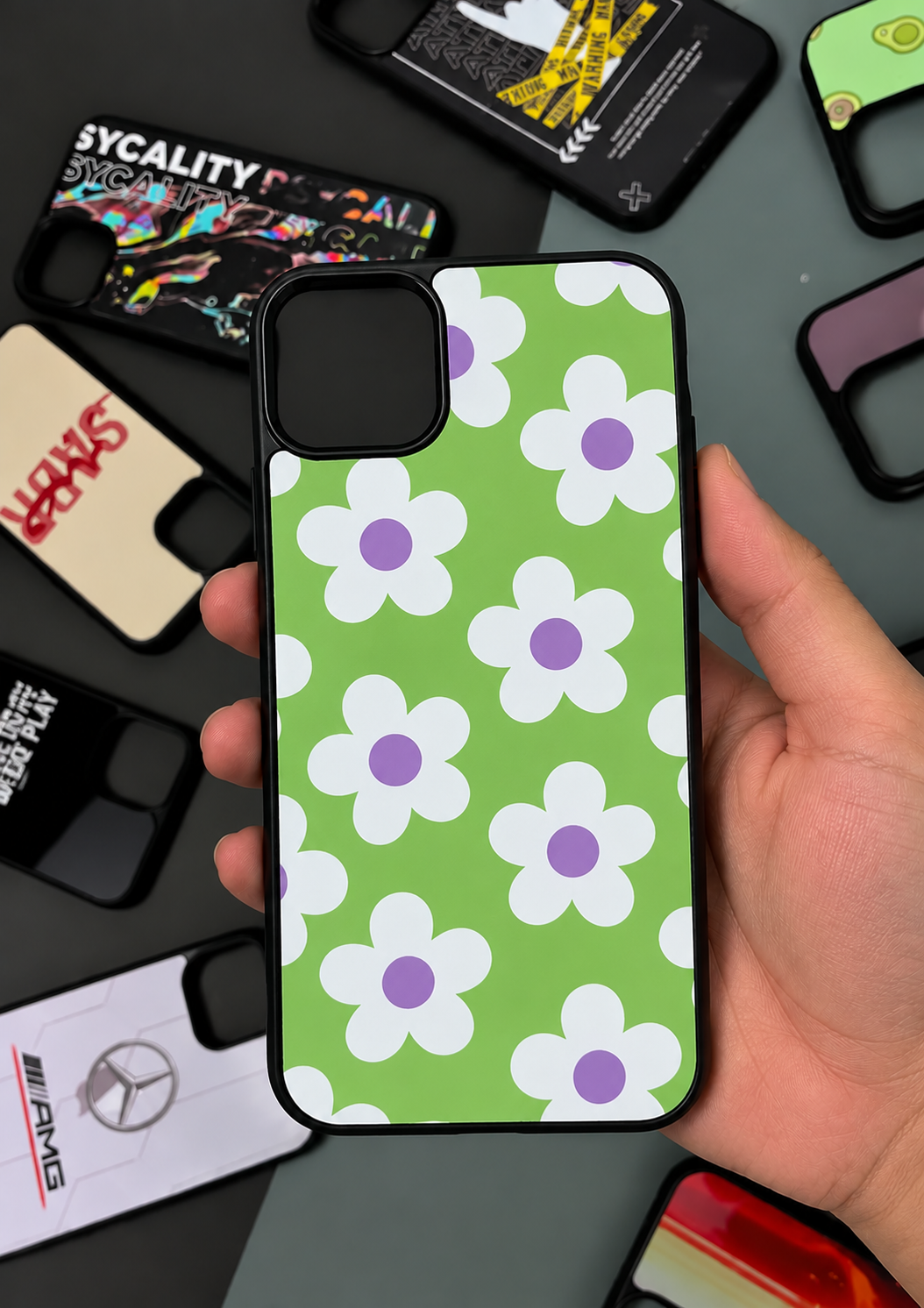 Retro Green Floral Glossy Phone Case