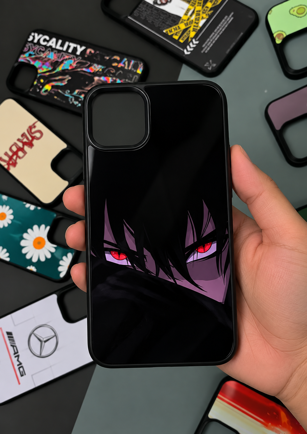 Dark Anime Red Eyes Glossy Phone Case