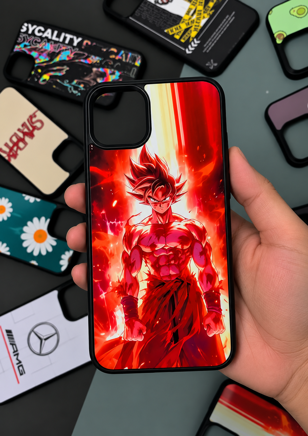 Goku Super Saiyan Red Aura Glossy Phone Case