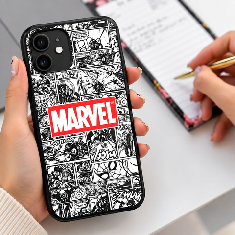 Marvel Comic Black and White Printed Case for iPhone
