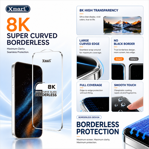 Caseit 8K Super Curved Borderless Glass – Full Coverage Screen Protector