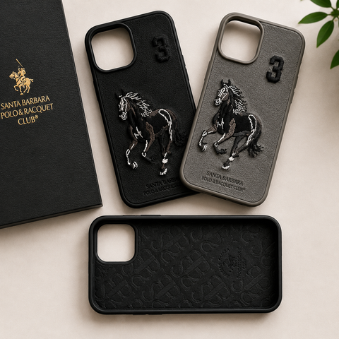 Premium Embroidered Polo Horse Leather iPhone Case | Luxury Protective Cover