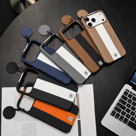Premium Stripe Leather iPhone Case with MagSafe | Soft Touch Protective Cover