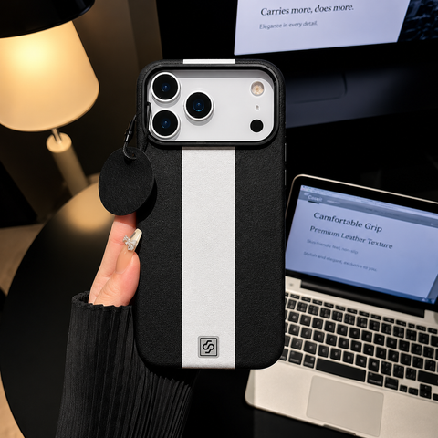 Premium Stripe Leather iPhone Case with MagSafe | Soft Touch Protective Cover