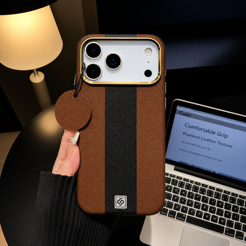 Premium Stripe Leather iPhone Case with MagSafe | Soft Touch Protective Cover