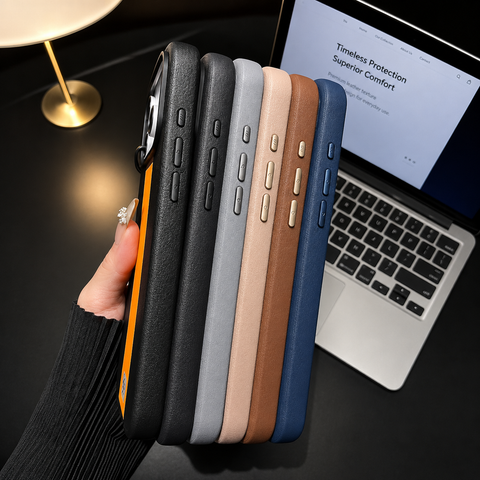 Premium Stripe Leather iPhone Case with MagSafe | Soft Touch Protective Cover