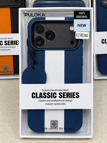 Premium Stripe Leather iPhone Case with MagSafe | Soft Touch Protective Cover