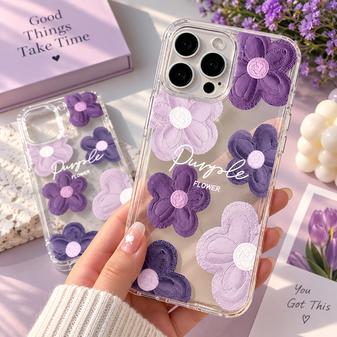 Premium Purple Lavender Flower Clear Protective Phone Case