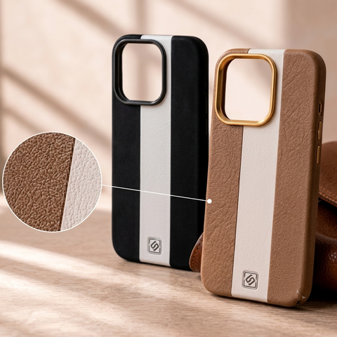 Brown Caseit Stripe Leather iPhone Case in Retail Packaging