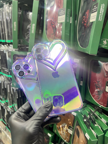 HOLOGRAPHIC GLITTERY HEART CASE