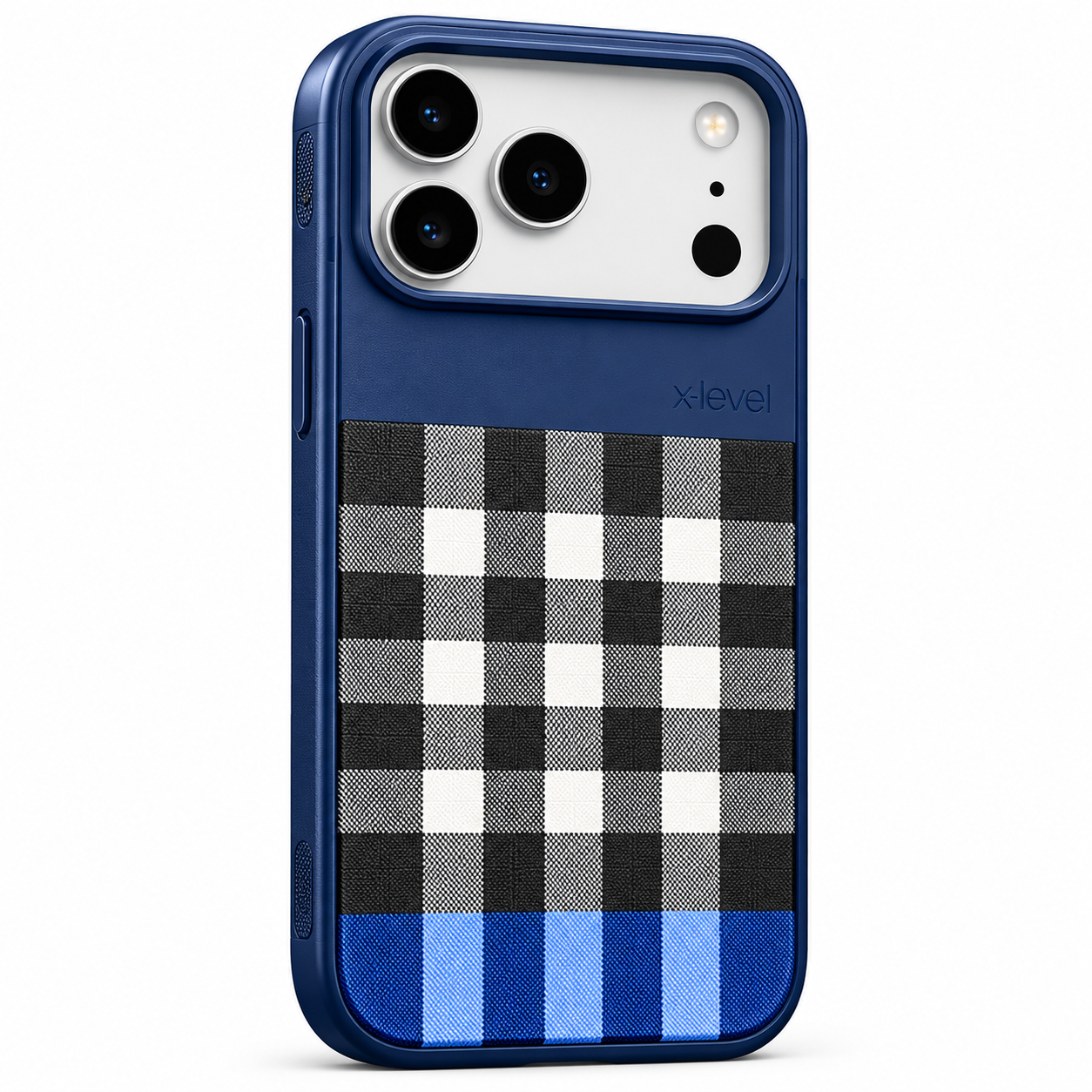 Original XLEVEL BRIT premium plaid checkered case for iPhone 18 Pro Max in Blue, Silver, Black, Glacier and Burgundy