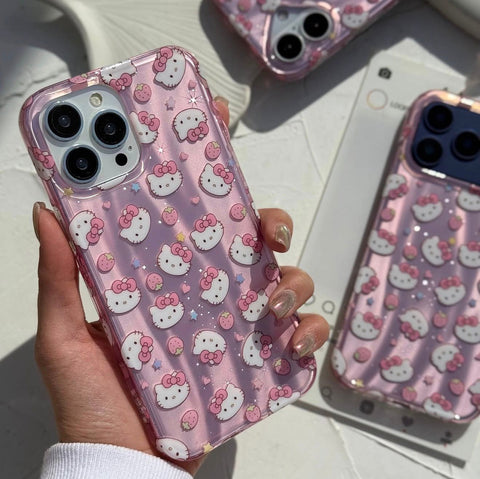 Kitty Blossom Glitter Charm Case For iPhone