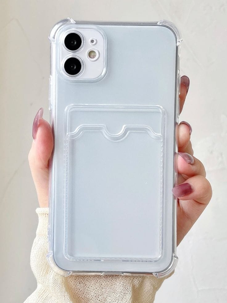 Clear transparent photo card holder case for iPhone