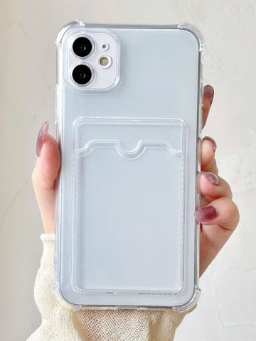 Clear transparent photo card holder case for iPhone