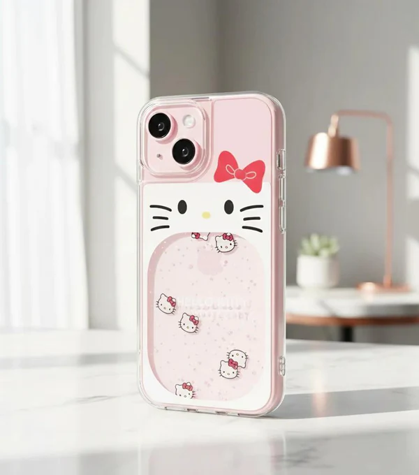 Premium Hello Kitty Liquid Glitter Case For iPhone