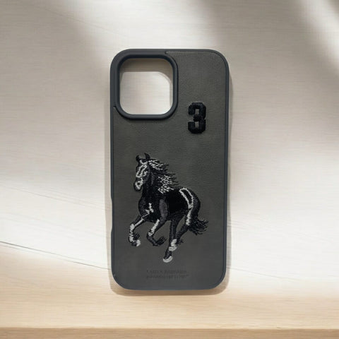 Premium Embroidered Polo Horse Leather iPhone Case | Luxury Protective Cover