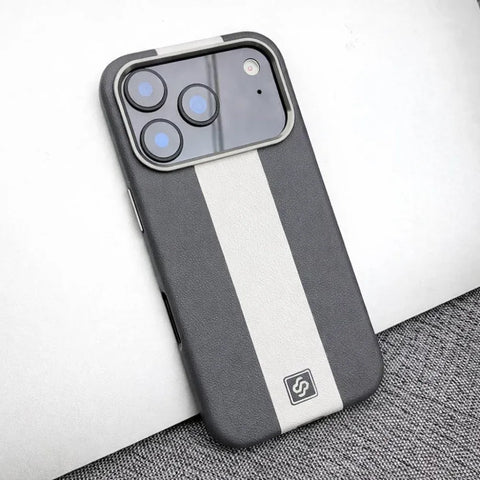 Premium Leather Style Stripe Case for iPhone 11 to iPhone 18 Pro Max Series