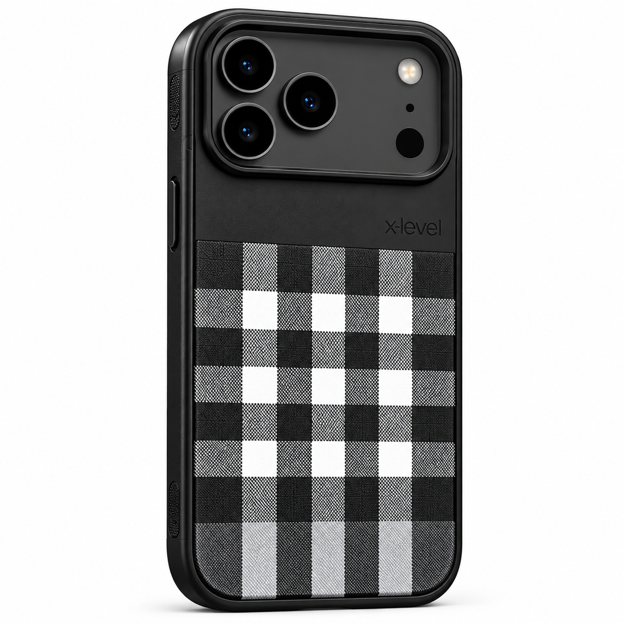 Original XLEVEL BRIT premium plaid checkered case for iPhone 18 Pro Max in Blue, Silver, Black, Glacier and Burgundy